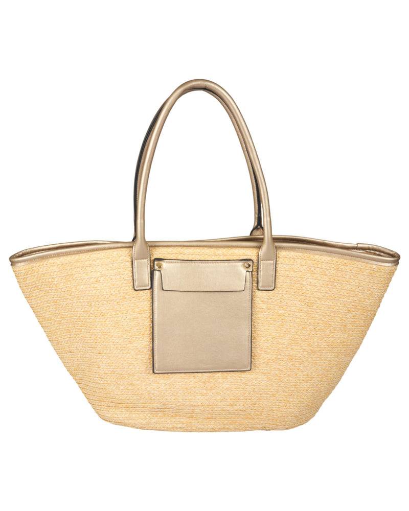 Loevenich Set: gehäkelter Strohhut plus Tasche-Gold Angebote