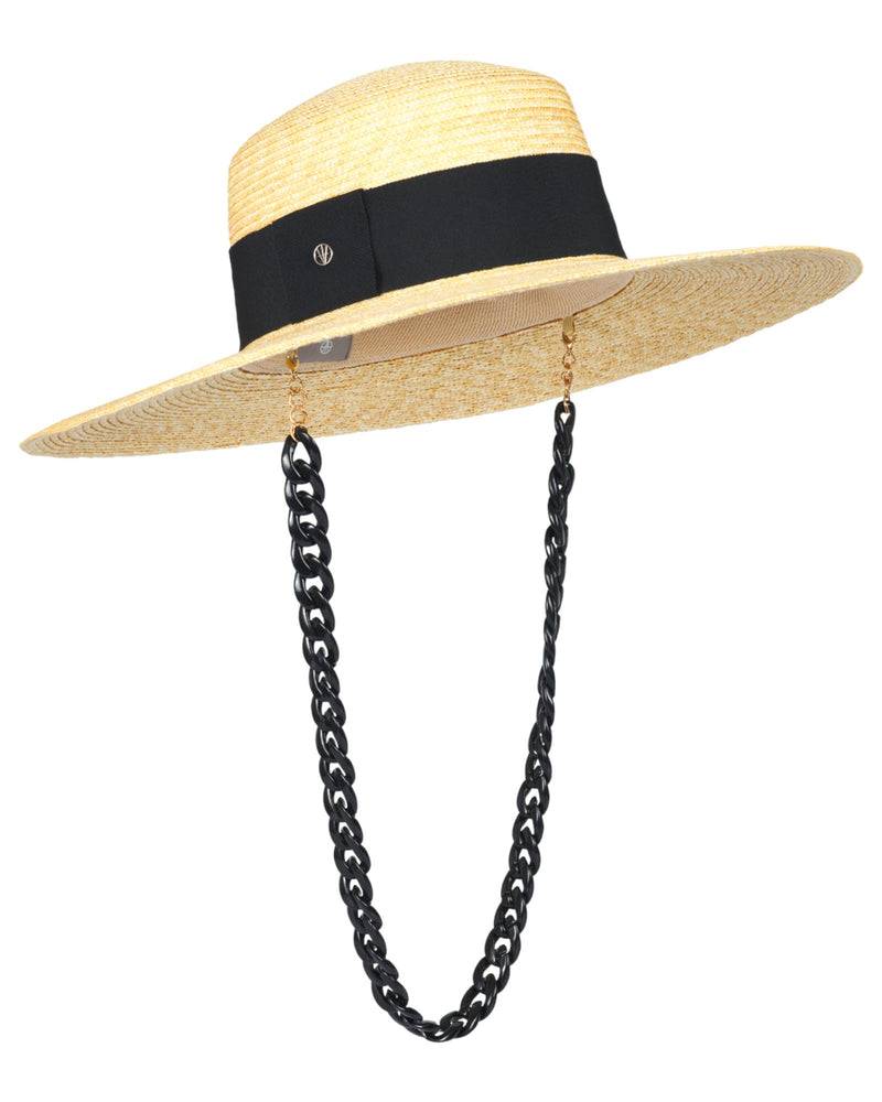 Loevenich Matelot-Strohhut mit Kette-Natur-Schwarz Verkauf