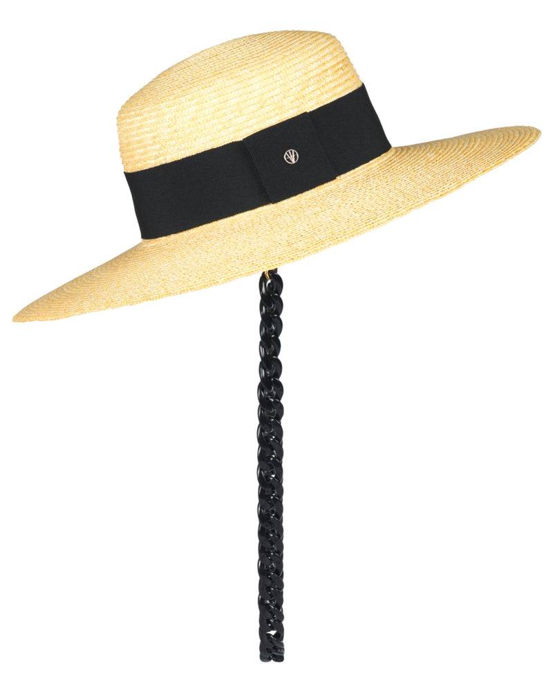 Loevenich Matelot-Strohhut mit Kette-Natur-Schwarz Verkauf