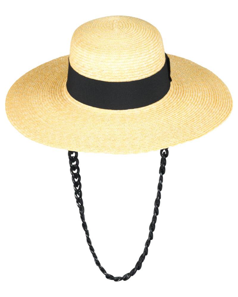Loevenich Matelot-Strohhut mit Kette-Natur-Schwarz Verkauf