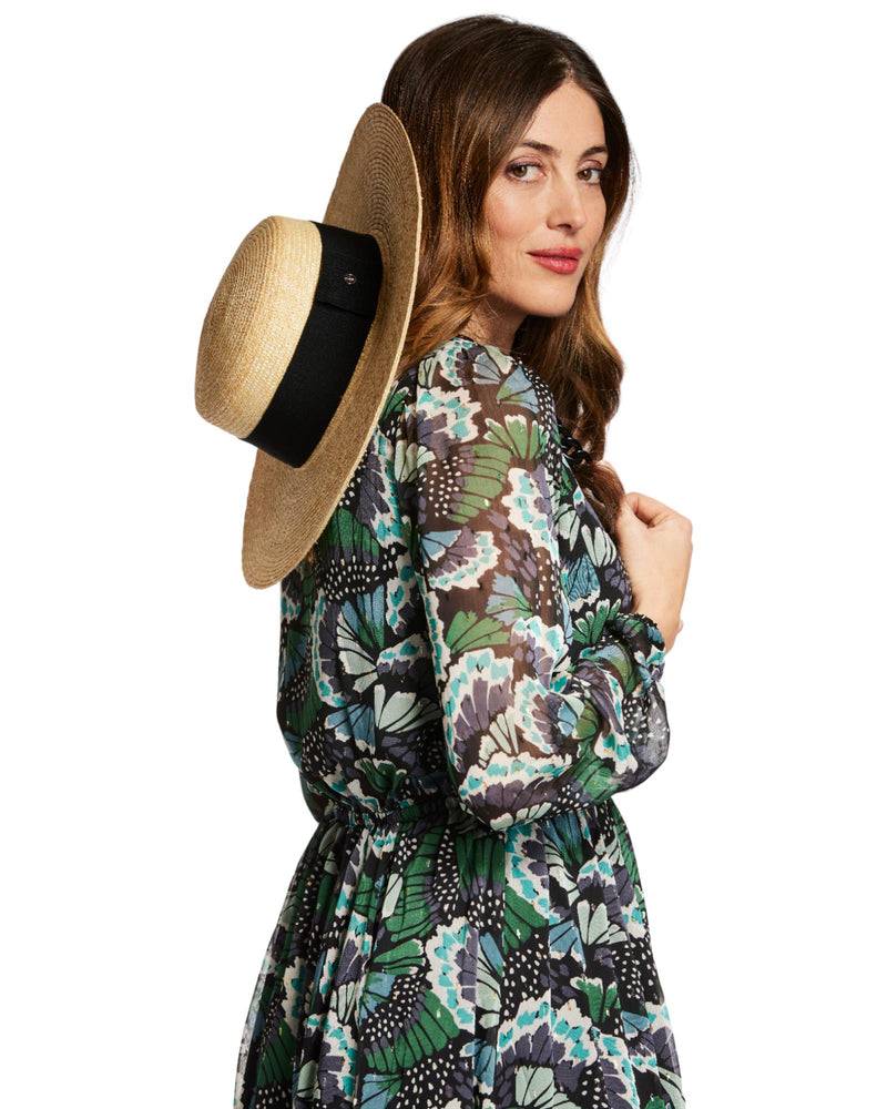 Loevenich Matelot-Strohhut mit Kette-Natur-Schwarz Verkauf