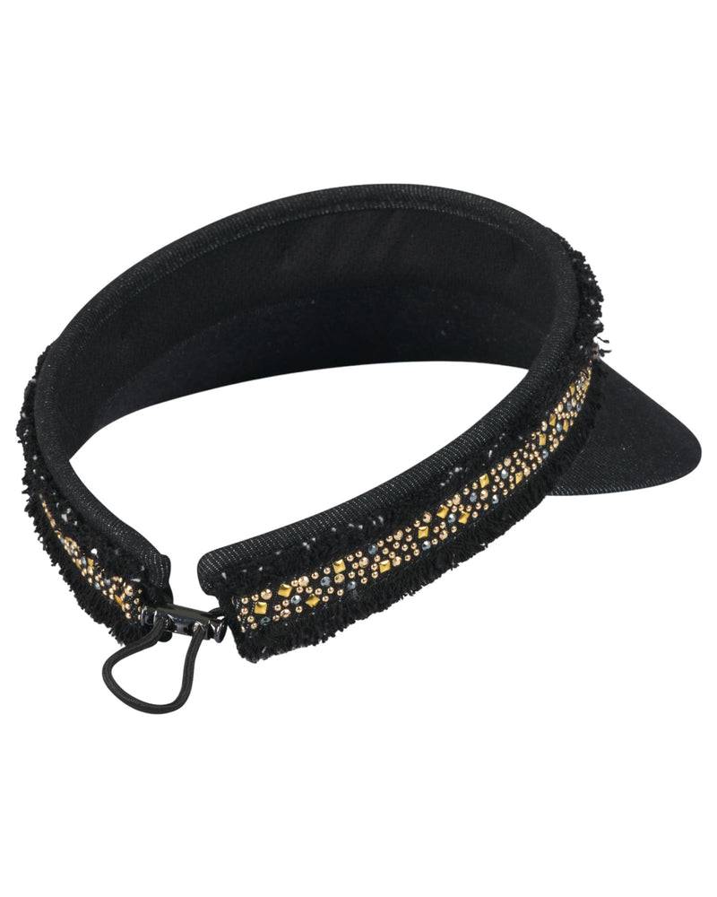 Loevenich Visor mit Glitzersteinchen-Denim Schwarz im Angebot