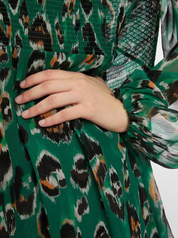Marc Cain Gesmoktes Greo-Print-Kleid Auslauf