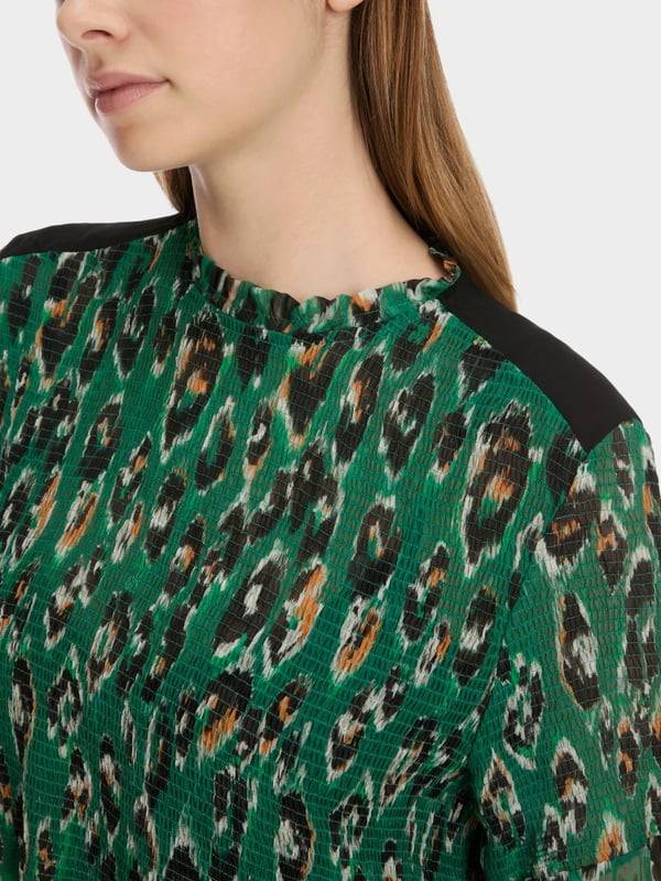 Marc Cain Gesmoktes Greo-Print-Kleid Auslauf