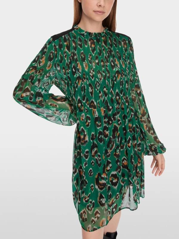 Marc Cain Gesmoktes Greo-Print-Kleid Auslauf