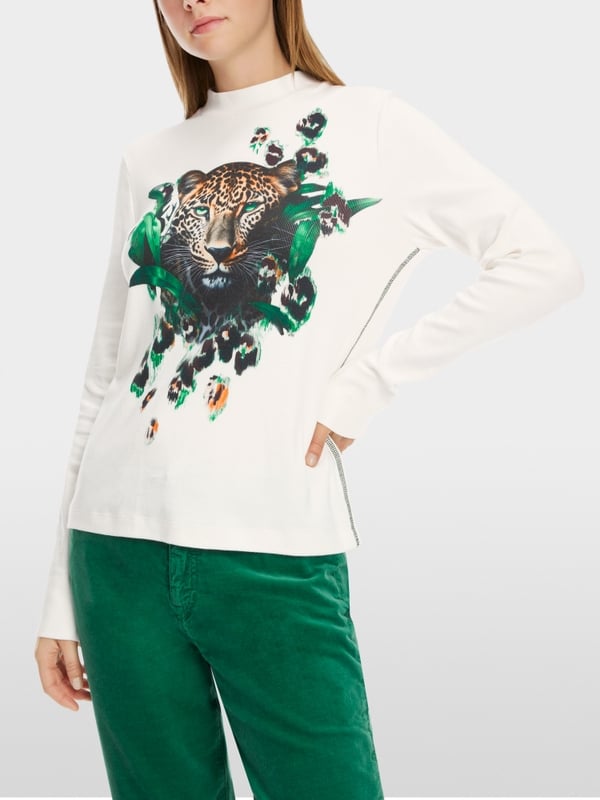 Marc Cain T-Shirt mit Leo-Kopf-Print Auslauf