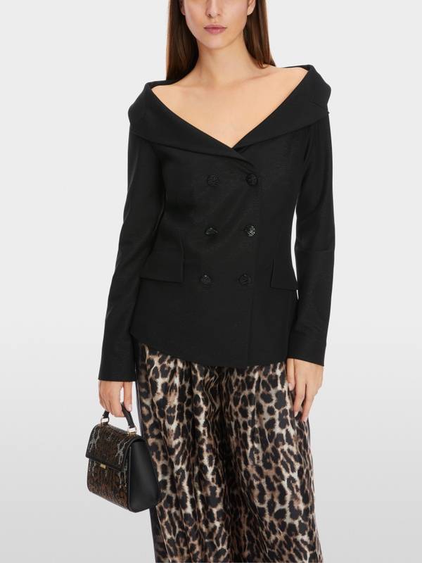 Marc Cain Dezent schimmernder Off-Shoulder-Blazer Fabrikverkauf