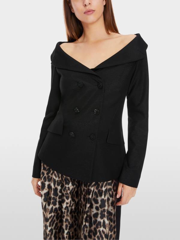 Marc Cain Dezent schimmernder Off-Shoulder-Blazer Fabrikverkauf