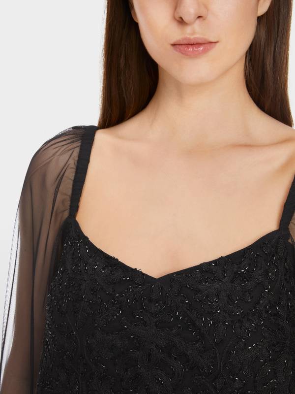 Marc Cain Spitzen-Bluse mit Perlen-Stickerei Angebote