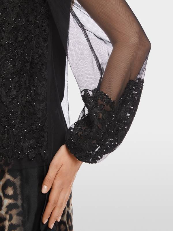 Marc Cain Spitzen-Bluse mit Perlen-Stickerei Angebote