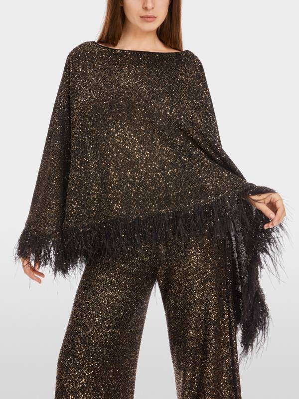 Marc Cain Poncho mit Straußenfedern Outlet