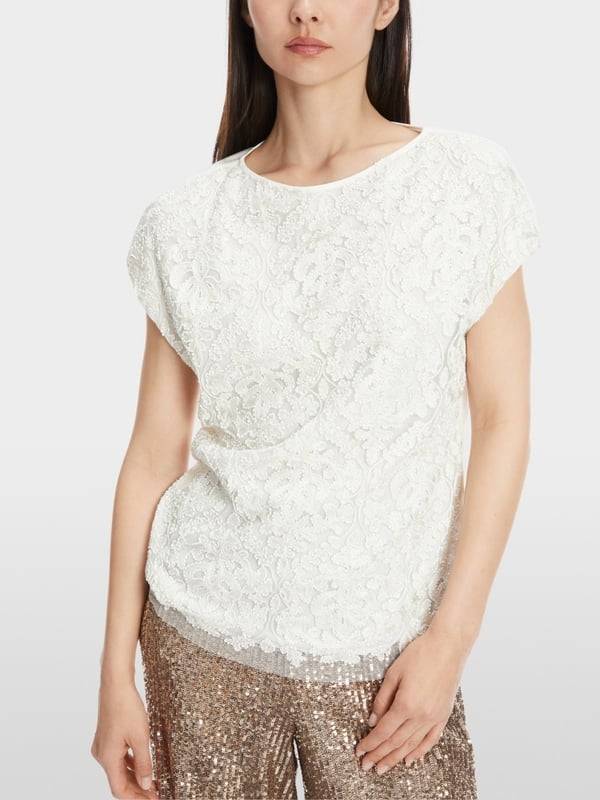 Marc Cain Voile-Bluse mit Stickerei Fabrikverkauf