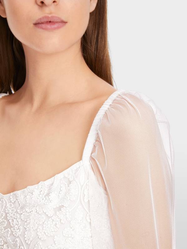 Marc Cain Spitzen-Bluse mit Perlen-Stickerei Blitzverkäufe