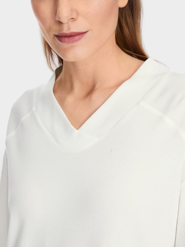 Marc Cain Langärmeliges T-Shirt aus Baumwoll-Ripp Blitzverkäufe