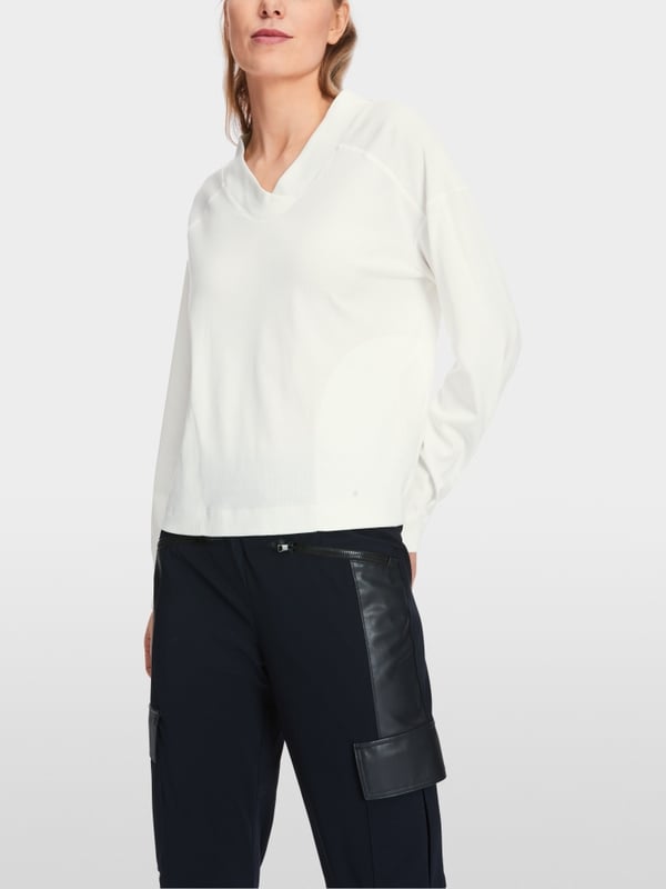Marc Cain Langärmeliges T-Shirt aus Baumwoll-Ripp Blitzverkäufe
