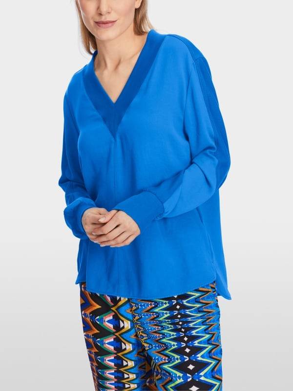 Marc Cain Lässige Bluse in Materialmix Fabrikverkauf