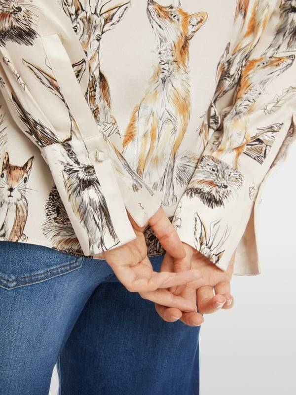 Marc Cain Seidenbluse mit Schluppe & Alloverprint Schlussverkauf