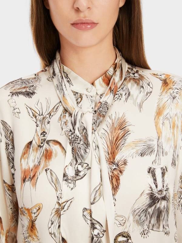 Marc Cain Seidenbluse mit Schluppe & Alloverprint Schlussverkauf
