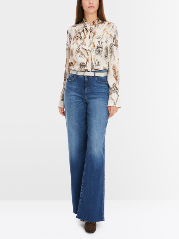 Marc Cain Seidenbluse mit Schluppe & Alloverprint Schlussverkauf
