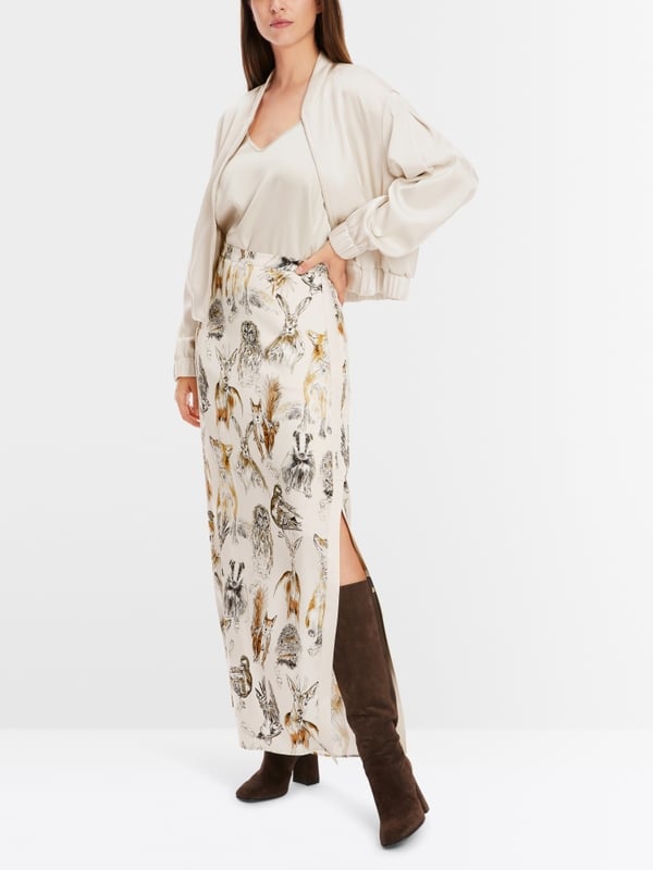 Marc Cain Langer Rock mit Tier-Print Auslauf