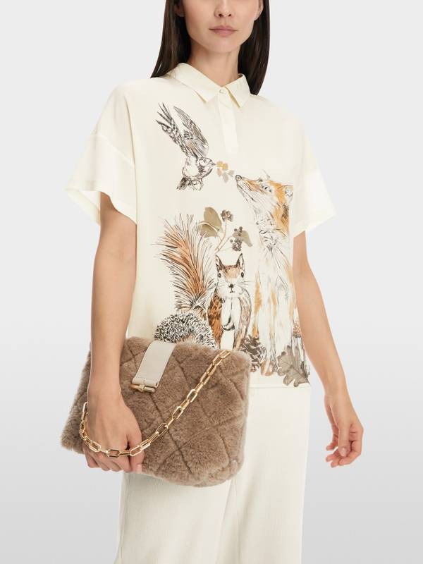 Marc Cain Bluse mit Polokragen und Print Schlussverkauf