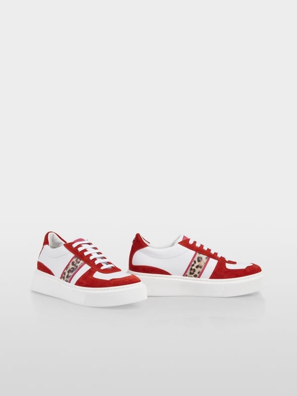 Marc Cain Leder-Sneaker mit Leo-Print Sonderangebote
