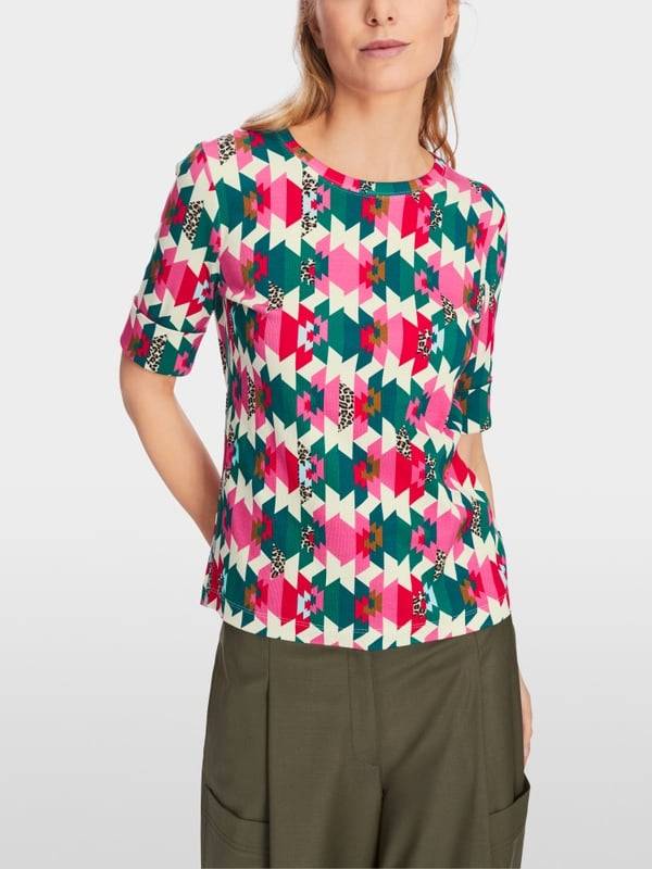Marc Cain T-Shirt in Baumwoll-Ripp im Angebot