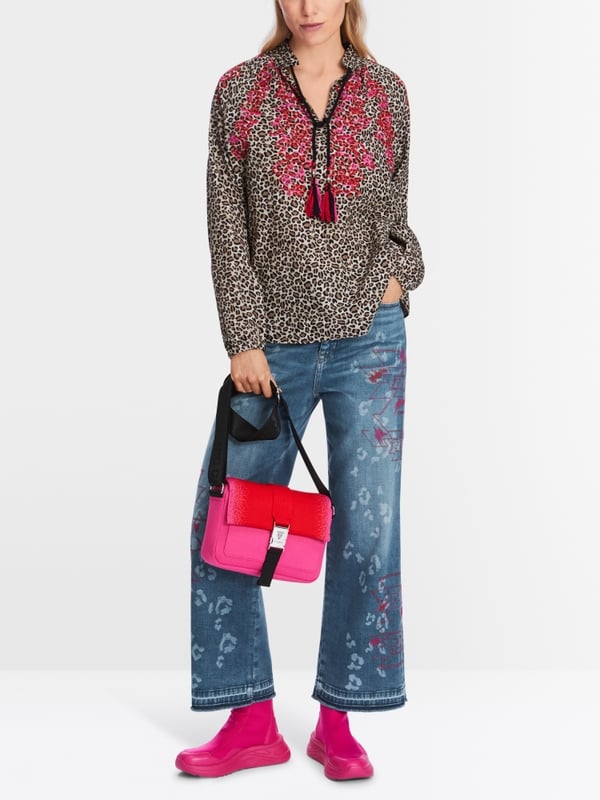 Marc Cain Baumwoll-Bluse mit Leo-Print Schlussverkauf