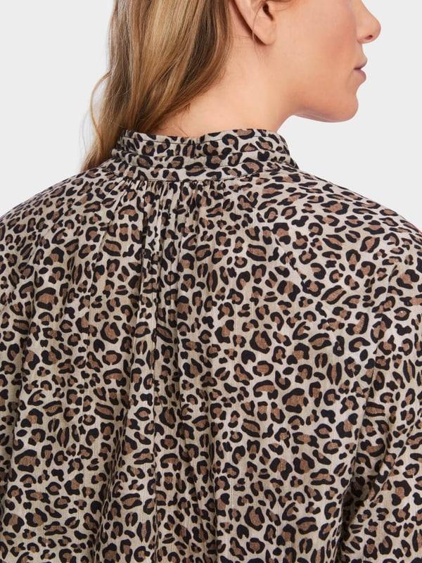 Marc Cain Baumwoll-Bluse mit Leo-Print Schlussverkauf