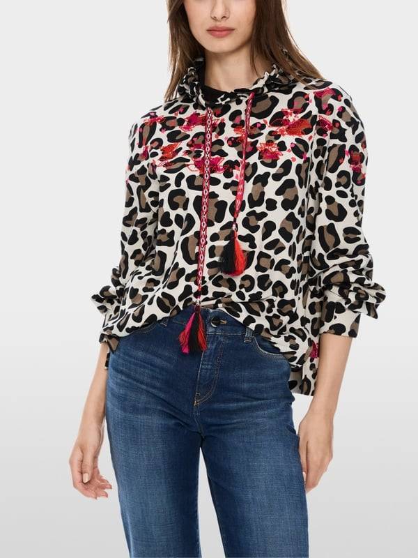 Marc Cain Kapuzen-Sweatshirt in Mustermix Flash Sale
