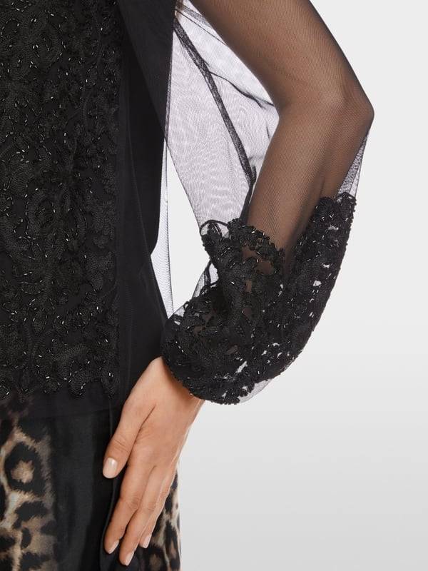 Marc Cain Spitzen-Bluse mit Perlen-Stickerei Heißer Verkauf