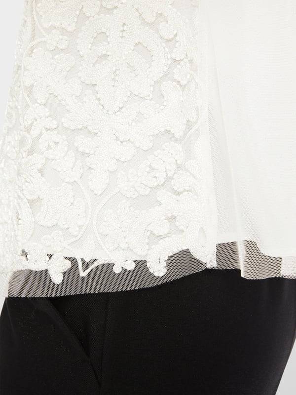Marc Cain Spitzen-Bluse mit Perlen-Stickerei Online Outlet