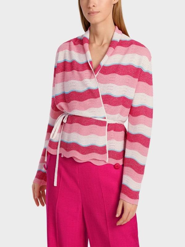 Marc Cain Gestreifter Cardigan im Wellenmuster Riesige Rabatte