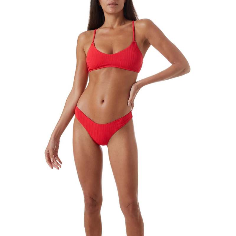 BIKINIS Vienna Padded Bikini Red Ribbed Kostenlose Rückgabe
