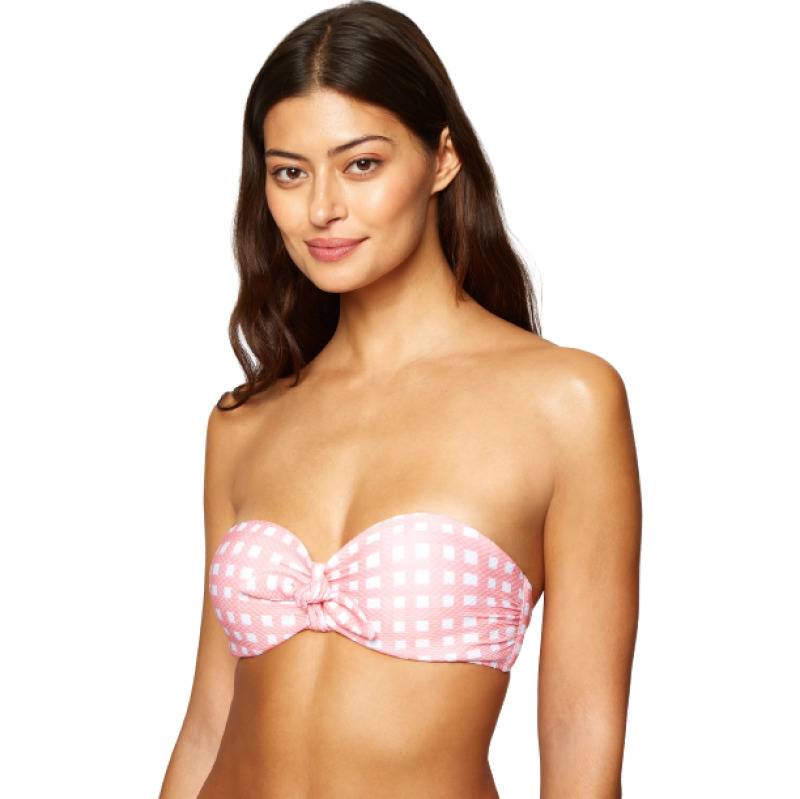 BIKINIS Maldives Padded Bügel Bandeau Bikini Pink Weave Hotsell