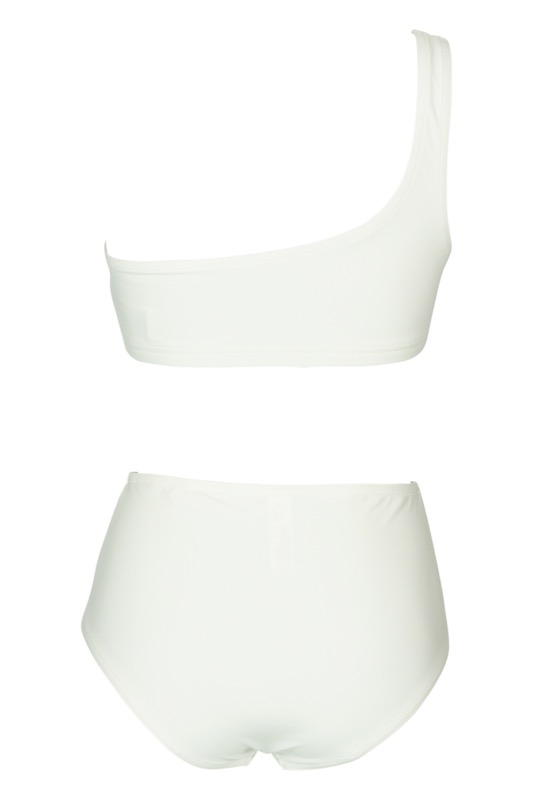 NEUHEITEN Basic Asymmetrischer Bikini weiß Fabrikverkauf
