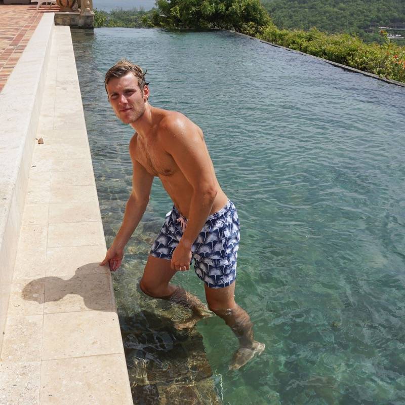 HERREN Badehose Palme in dunkelblau Outlet