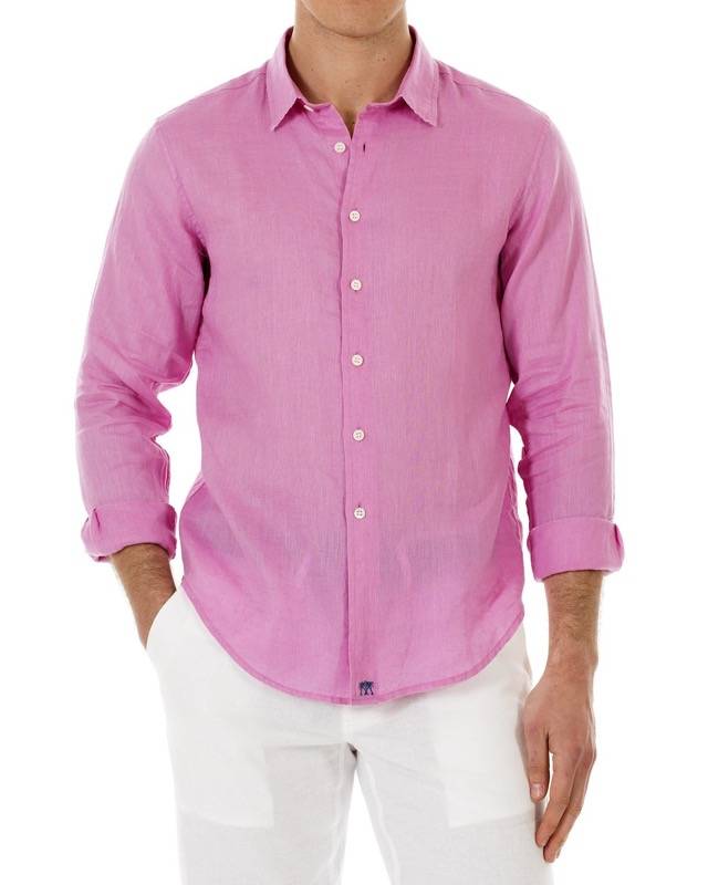 HERREN Leinenhemd in rosa Meist gekauft