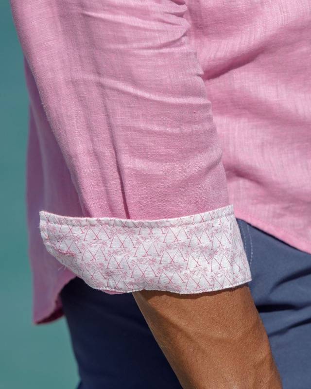 HERREN Leinenhemd in rosa Meist gekauft