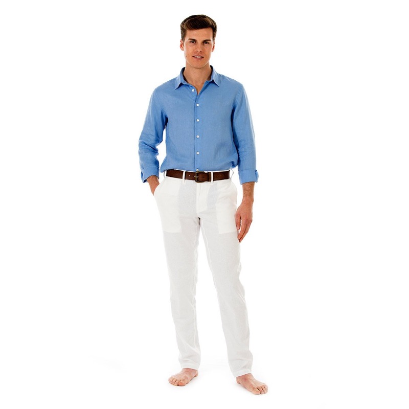 HERREN Leinenhose in weiß im Angebot