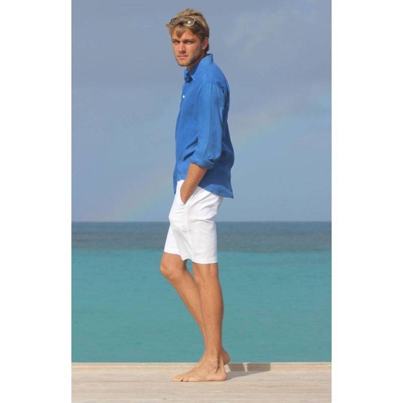 HERREN Leinen Short weiß Günstiger Verkauf
