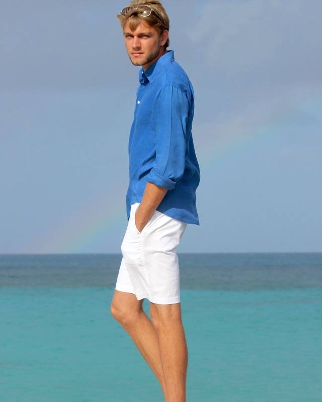 HERREN Leinenhemd in blau Fabrikverkauf