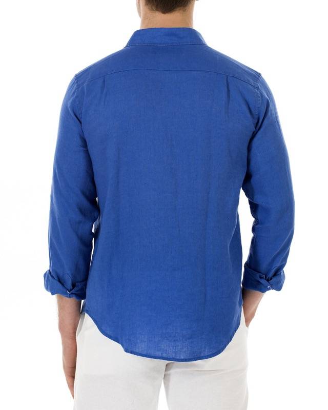 HERREN Leinenhemd in blau Fabrikverkauf