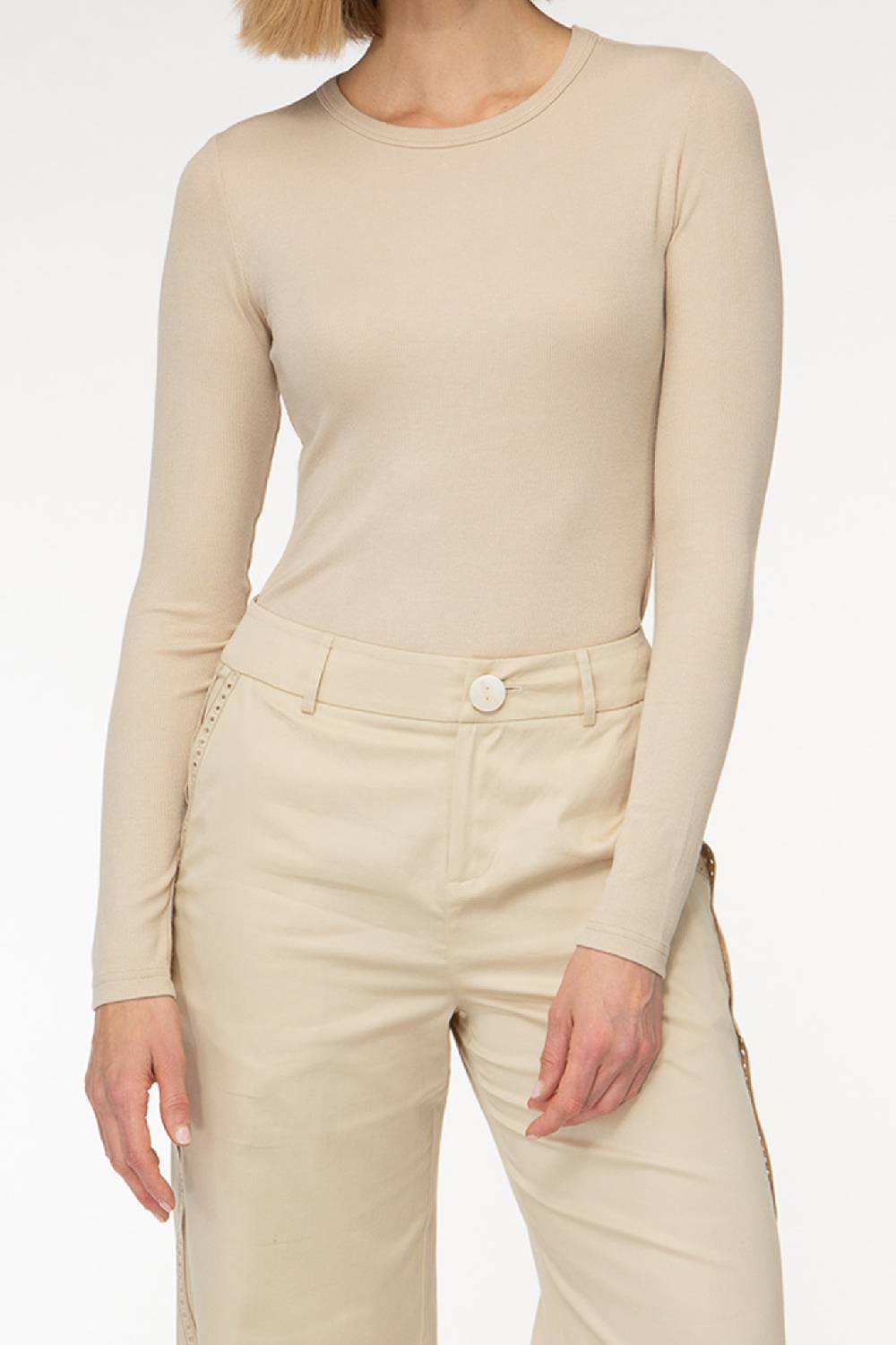 IVI GmbH ESSENTIAL Langarmshirt mit hohem Rundhalsausschnitt taupe im Angebot