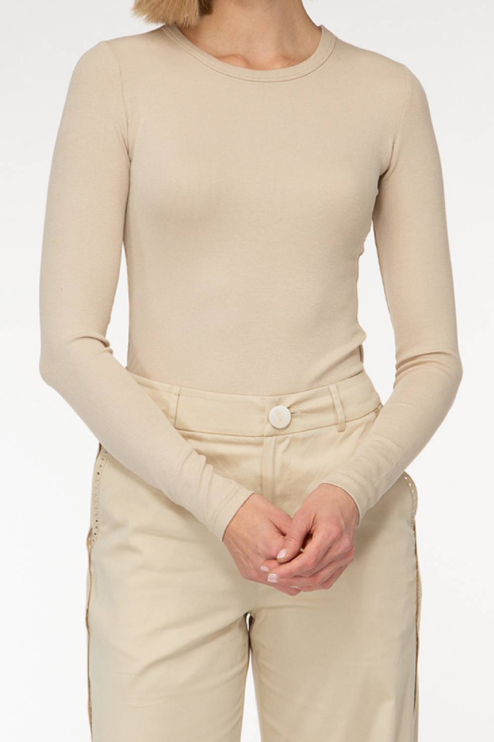 IVI GmbH ESSENTIAL Langarmshirt mit hohem Rundhalsausschnitt taupe im Angebot