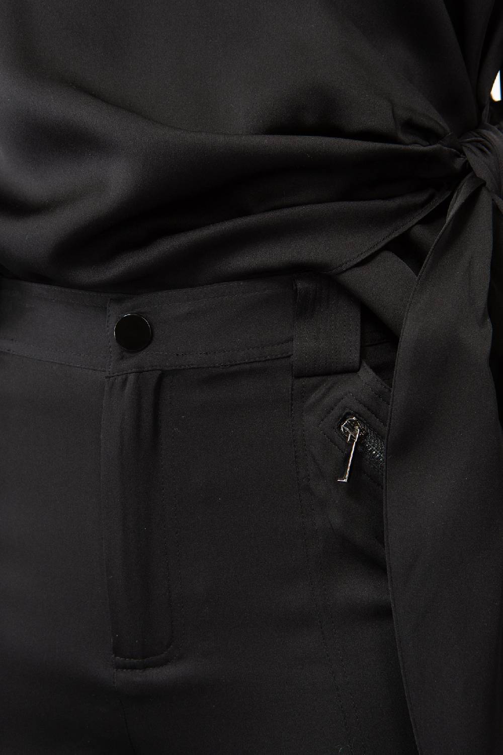 IVI GmbH SOLID SILK Seidenhose mit Cargo-Details schwarz Blitzverkäufe