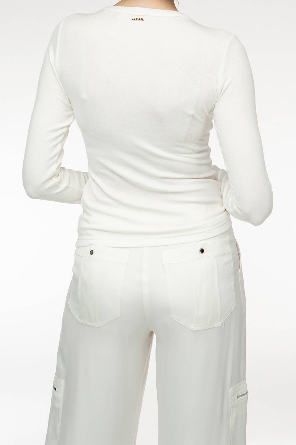 IVI GmbH ESSENTIAL Langarmshirt mit hohem Rundhalsausschnitt weiß Auslauf