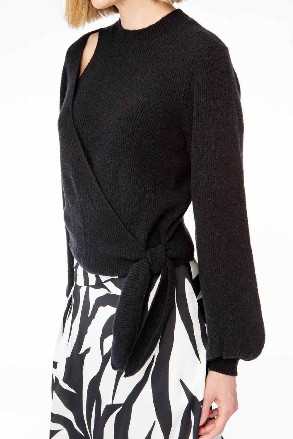IVI GmbH SOLID KNIT Wickelpullover mit Cut-Out Detail schwarz Angebote
