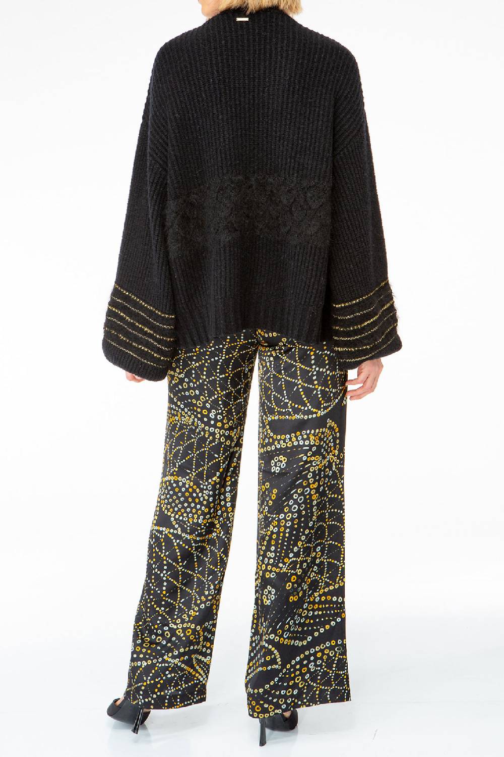 IVI GmbH SOLID KNIT Cardigan mit Zier-Crochet schwarz Fabrikverkauf