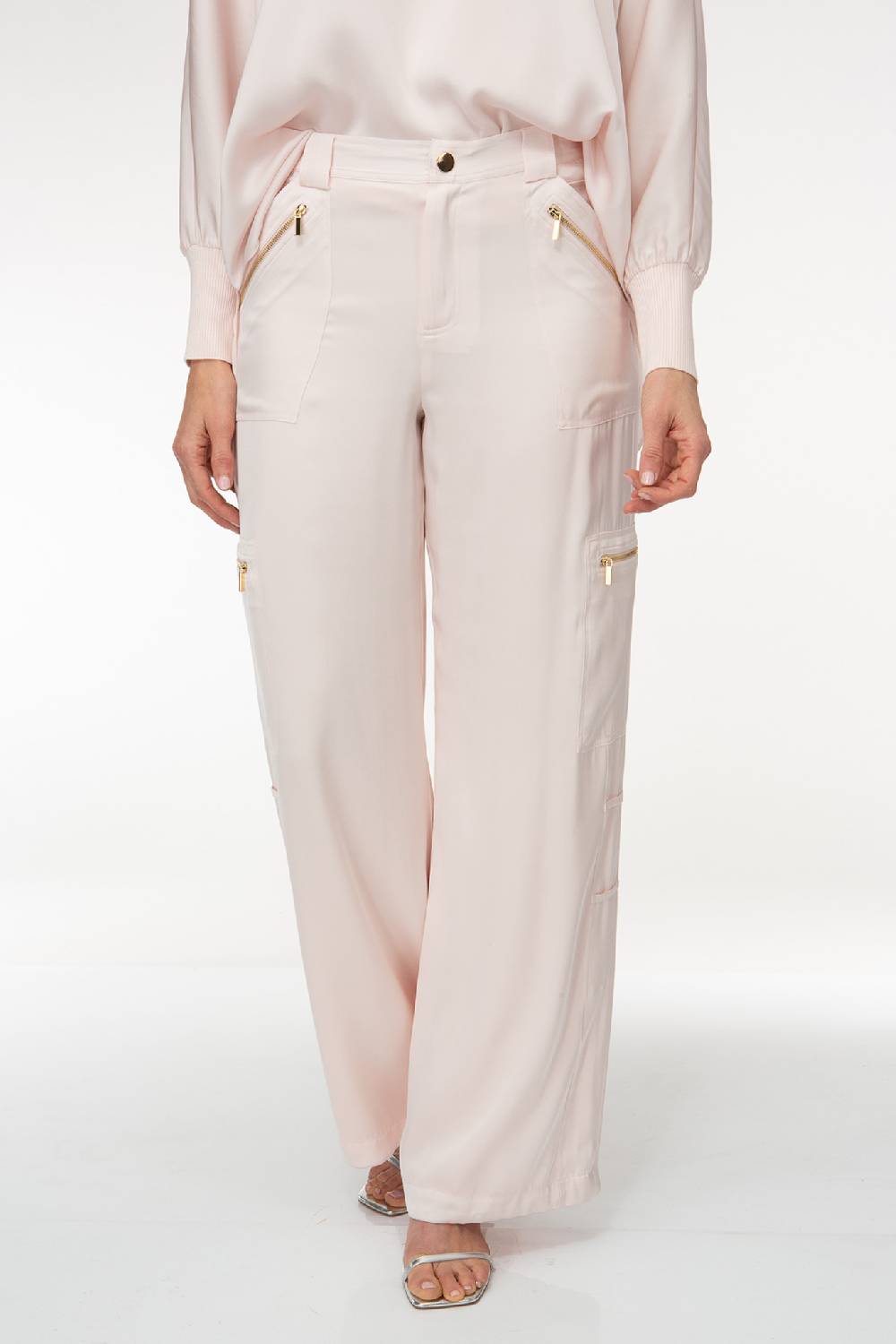 IVI GmbH SOLID SILK Seidenhose mit Cargo-Details rosé Verkauf